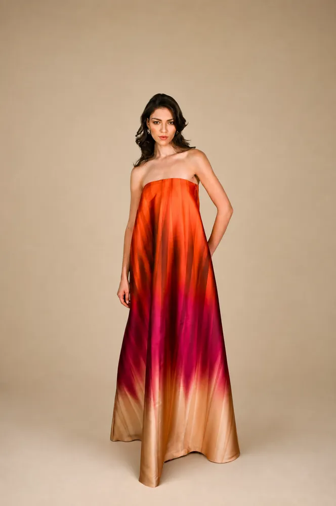 Strapless flame ombré gown