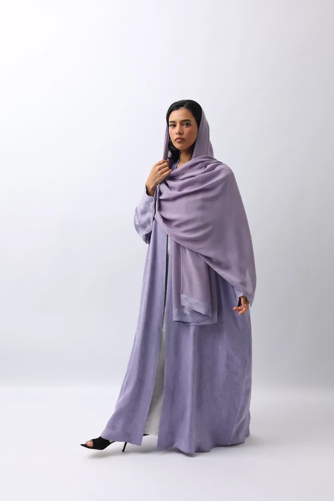 Lilac abaya with draped shawl