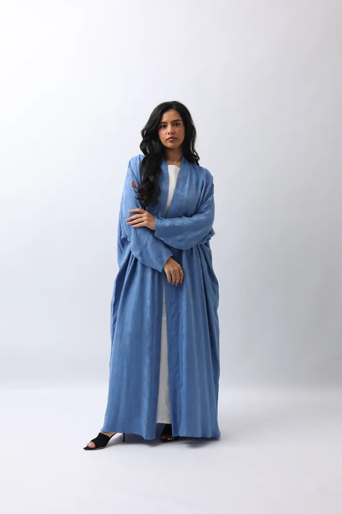 Denim-blue open abaya