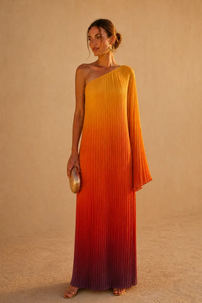 Sunset ombré one-shoulder gown